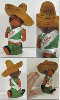 Willie goes to Mexico 1970. Farbige Kunststofffigur. Offizielles WM-Maskottchen der englischen Mannschaft fr 1970. 18 cm.