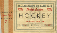 Ticket Hockey Olympic Games 1936 Netherlands v Fr<br>-- Estimation: 75,00  --