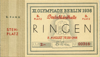 Olympic Games Berlin 1936 Wrestling Ticket<br>-- Stima di prezzo: 60,00  --
