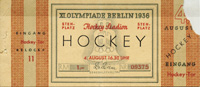 Ticket Hockey Olympic Games 1936