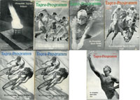 6 verschiedene Tages-Programmhefte von den Olympischen Spielen 1936 in Berlin vom 1.August - 9.August. (2.8.; 2x 6.8.; 7.8.; 8.8.; 9.8.) + Programmheft "Olympische Jugend Festspiele 1.8.1936".<br>-- Schtzpreis: 150,00  --