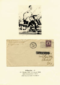 (1909-1966) Originalsignatur auf Briefkuvert von William "Bill" Carr. Olympiasieger 1932 ber 400m und 4x400m. 16,5x19,3 cm.