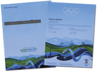 Offizielles Teilnehmerdiplom fr die Olympischen Winterspiele Vancouver 2010 fr den russischen Athleten "Evgeniy Rokhin". 30x23 cm . Mit Originalumschlag!!!.