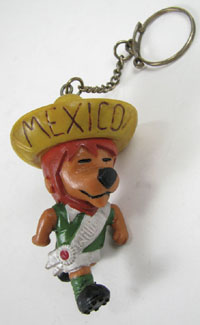 Willie goes to Mexico 1970. Offizielles WM-Maskottchen der Englischen Mannschaft fr 1970. Farbige Kunststofffigur als Schlsselanhnger, 7 cm.