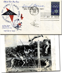 (1906-1970) Ersttagsbrief "VIII OLYMPIC WINTER GAMES CALIFORNIA 1960" mit Originalsignatur von Lee Stratford Barnes (USA). Olympiasieger 1924 im Stabhochsprung. 16,5x9,2 cm.