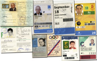 Kleine Sammlung von offiziellen Olympiaausweise der Olympischen Sommerspiele von 1976 - 2008. 8 Stck.
