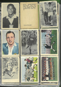 195 verschiedene Einzelbilder der Firma WS-Verlag Serie  Deutsche Fuballmeisterschaft + Oberliga 1961/1962 und  Internationaler Fuball Fuball 1962, Weltmeisterschaft 1962 . Je Karton 6,5x9 cm,.
