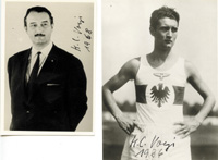 (1913-1986) Originalsignaturen auf zwei S/W-Foto vom verstorbenen Olympiadritten 1936 ber 4x400m Harry Voigt (GER). 12x9 + 10x7,5 cm.<br>-- Schtzpreis: 40,00  --