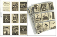 86 Einzelbilder der Sammelbilderserie "Wer kmpft um den Sieg auf der Olympiade 1936? Eine Bilderserie". Je 7,5x5,5 cm.