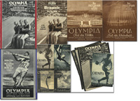 13x Filmprogramm "Olympia, Fest der Vlker Erster Fim" und "Fest der Schoenheit. Zweiter Film von den Olympischen Spielen Berlin 1936" von Leni Riefstahl. Sammlung von verschiedenen Programmen mit Varianten.<br>-- Schtzpreis: 280,00  --