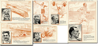 Albrechts Bildserie 6 bemerkenswerte Weltrekorde. Serie 1 Bild 1-6 (komplett), Postkarten der Lackfabrik Albrecht Mainz, je 15x10,5 cm.