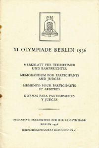 XI.Olympiade Berlin 1936. Merkblatt fr Teilnehmer und Kampfrichter.<br>-- Schtzpreis: 75,00  --