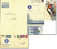 8 verschiedene philatelistische Belege von den Olympischen Spielen Helsinki 1940, 31x23 bis 14x8,5 cm.<br>-- Schtzpreis: 100,00  --
