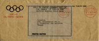 Original Briefumschlag des Olympischen Committees der Olympischen Spiele Tokyo 1940 fr den Versand des Olympischen Bulletins. Gelaufen, abgestempelt 21.6.1937 in Kalkutta, 25x11 cm.<br>-- Schtzpreis: 100,00  --
