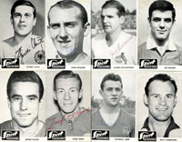 Sportmagazin 1964/65 :  8 verschiedene postkartengroe SW-Bilder mit jeweils einem Bundesligaspielerportrt. Alle Karte mit Originalsignatur der Spieler.