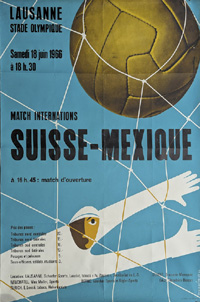 Poster Football match 1966 Switzerland v Mexico<br>-- Stima di prezzo: 380,00  --