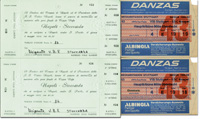 UEFA-Cup Finale SSC Neapel - VfB Stuttgart. 03.05.1989 in Neapel und am 17.5.1989 in Stuttgart (2:1 + 3:3). 4 Eintrittskarten, je 21x10,5 cm + 13,5x10 cm.<br>-- Schtzpreis: 75,00  --