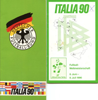 Italia 90 (Offizielles Teambuch der deutschen Nationalmannschaft zur Fuball-Weltmeisterschaft 1990 mit Fotos und Kurzportrts aller deutschen Teilnehmer der WM 90) + Offizielles DFB - Turnierprogramm (Fr die DFB-Delegation).<br>-- Schtzpreis: 100,00  -