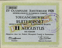 Ticket: Olympic Games 1928: Equestrian events