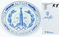 Olympic Games 1928 Amsterdam decorative plate<br>-- Stima di prezzo: 150,00  --