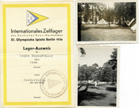 Olympic Games Berlin 1936. Identity Card Canoe<br>-- Stima di prezzo: 125,00  --