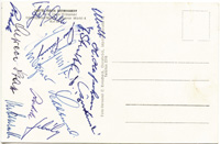 (1921-1974) Originalsignatur von Hans "Hannes" Haferkamp (4 A-LS 1951-1952, VfL Osnabrck.), auf einer Postkarte aus dem Jahre 1951 von einem DFB-Lehrgang mit 13 weiteren original Signaturen von DFB-Nationalspielern: Klodt, Streitle, Burdenski, Gerritzen,