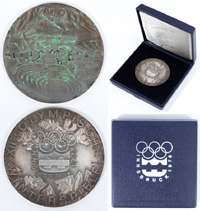 Olympische Winterspiele Innsbruck 1976. Bronze, versilbert. In original Prsentationsbox. 5 cm.