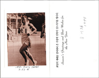 (1912-2002) Weihnachtskarte von Kitei Son (Kee Chung Sohn) aus dem Jahre 1993 mit original Signatur im Innenteil und einem Reprofoto das von Kitei-So handschriftlich beschrieben wurde. Goldmedaille im Marathon bei den Olympischen Spielen 1936. Kitei Son st
