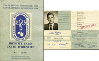 Olympia-Ausweis No. 2968 fr die Olympischen Sommerspiele 1956 in Melbourne fr den deutschen Ruderer Gnther Kaschlun (GER; 1935-2020) mit Lichtbild und original Signatur, 8 Seiten, Karton, 11x8 cm.<br>-- Schtzpreis: 100,00  --
