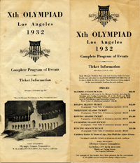 Xth Olympiad Los Angeles 1932. Complete Program of Events. Ticket Information.<br>-- Schtzpreis: 60,00  --