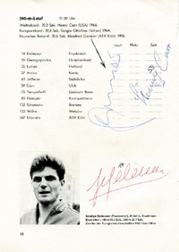 Olympic Games 1964 Autograph Athletics USA