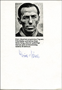 (1915-2003) s/w-Fotokopie mit Originalsignatur von Erich Hnel.  BC Hartha, 3 LS in 1939. 15x10 cm.