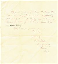 (1879-1962) Handschriftlicher Brief mit original Signatur von Fred Schule (USA). Goldmedaille bei den Olympischen Spielen 1904 ber 110 m Hrden, 21,5x23,5 cm.