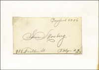 (1896-1967) Karton mit original Signatur von Sam Mosberg (USA). Goldmedaillengewinner der Olympischen Spiele 1920 im Boxen Leichtgewicht, 8,5x4,5 cm.<br>-- Schtzpreis: 125,00  --