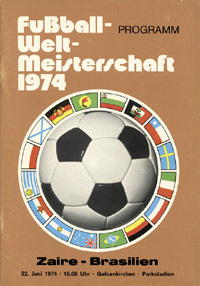 Zaire - Brasilien. 22.6.74 in Gelsenkirchen. Programm der Fuball-Weltmeisterschaft 1974.
