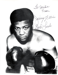 (1940-2014) Original signiertes Autogrammblatt vom Boxweltmeister im Schwergewicht 1968-70 der USA Jimmy Ellis. 28x20,5 cm.