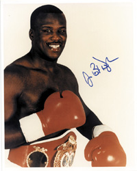 Farbreprofoto mit original Signatur von James Buster Douglas  (USA), Profi - Boxweltmeister 1990, 26x20,5 cm.