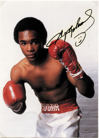 Boxing Autgraph Sugar Ray Leonard World Champion<br>-- Stima di prezzo: 50,00  --