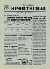 Achtelfinale um die Deutsche Fuballmeisterschaft 1950 in Mnchen. Tennis Borussia v Kickers Offenbach (1:3) am 21.5.1950. "Die Blaue Sportschau".<br>-- Schtzpreis: 40,00  --