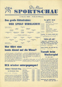 Norddeutschland v Sddeutschland am 2.10.1949 in Mnchen. Programmheft "Die blaue Sportschau".<br>-- Schtzpreis: 50,00  --