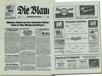 Freundschaftsspiel 1860 Mnchen v Rot-Wei Essen in Mnchen am 5.8.1955. Programm "Die Blaue Sportschau".