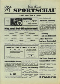 Oberliga Sd 1860 Mnchen v Kickers Offenbach in Mnchen am 5.3.1950. Programm "Die Blaue Sportschau".