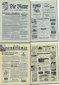 2x Oberliga Sd 1860 Mnchen v Eintracht Frankfurt in Mnchen am 4.11.1951 + 8.1.1956. Programm "Die Blaue Sportschau".<br>-- Schtzpreis: 50,00  --