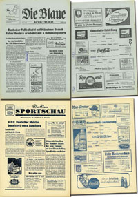 2x Oberliga Sd 1860 Mnchen v 1.FC Kaiserslautern in Mnchen am 12.8.1951 + 31.8.1955. Programm "Die Blaue Sportschau".