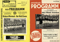 2x Programm Gruppenspiel um die Deutsche Meisterschaft 1955. 1) Kickers Offenbach v Rot-Wei Essen, 19.5.1955 in Frankfurt. "Das Programm" 4 Seiten 21x15 cm. 2) Kickers Offenbach v Bremerhaven 93, 30.5.1955 in Frankfurt. "Offizielles Programm des OFC" 12 S