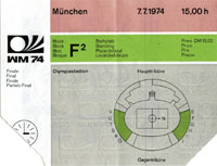 World Cup 1974. Ticket Final Germany vs Holland<br>-- Stima di prezzo: 140,00  --