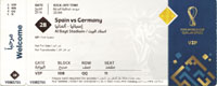 Fuball - Weltmeisterschaft 2022 Spiel 28 Spain vs Germany (1:1) 27.11.. 20,4x8,2. ORIGINAL TICKET!.<br>-- Schtzpreis: 100,00  --