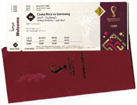 Fuball - Weltmeisterschaft 2022 Spiel 44 Costa Rica vs Germany (2:4) 1.12.2022 . 20,4x8,2. ORIGINAL TICKET!.<br>-- Schtzpreis: 100,00  --