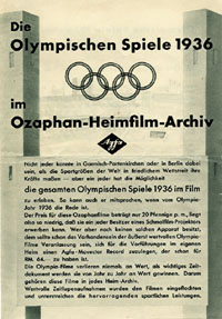 Die Olympischen Spiele 1936 im Ozaphan - Heimfilm - Archiv.