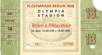 16. August, Reiten u. Schlussfeier, Olympische Spiele Berlin 1936. 12,5x7cm.<br>-- Schtzpreis: 70,00  --